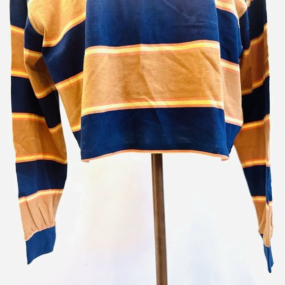 NWT SO Juniors Long Sleeve Pullover Collared Neck Striped Blue Shirt Size Large - Picture 3 of 13